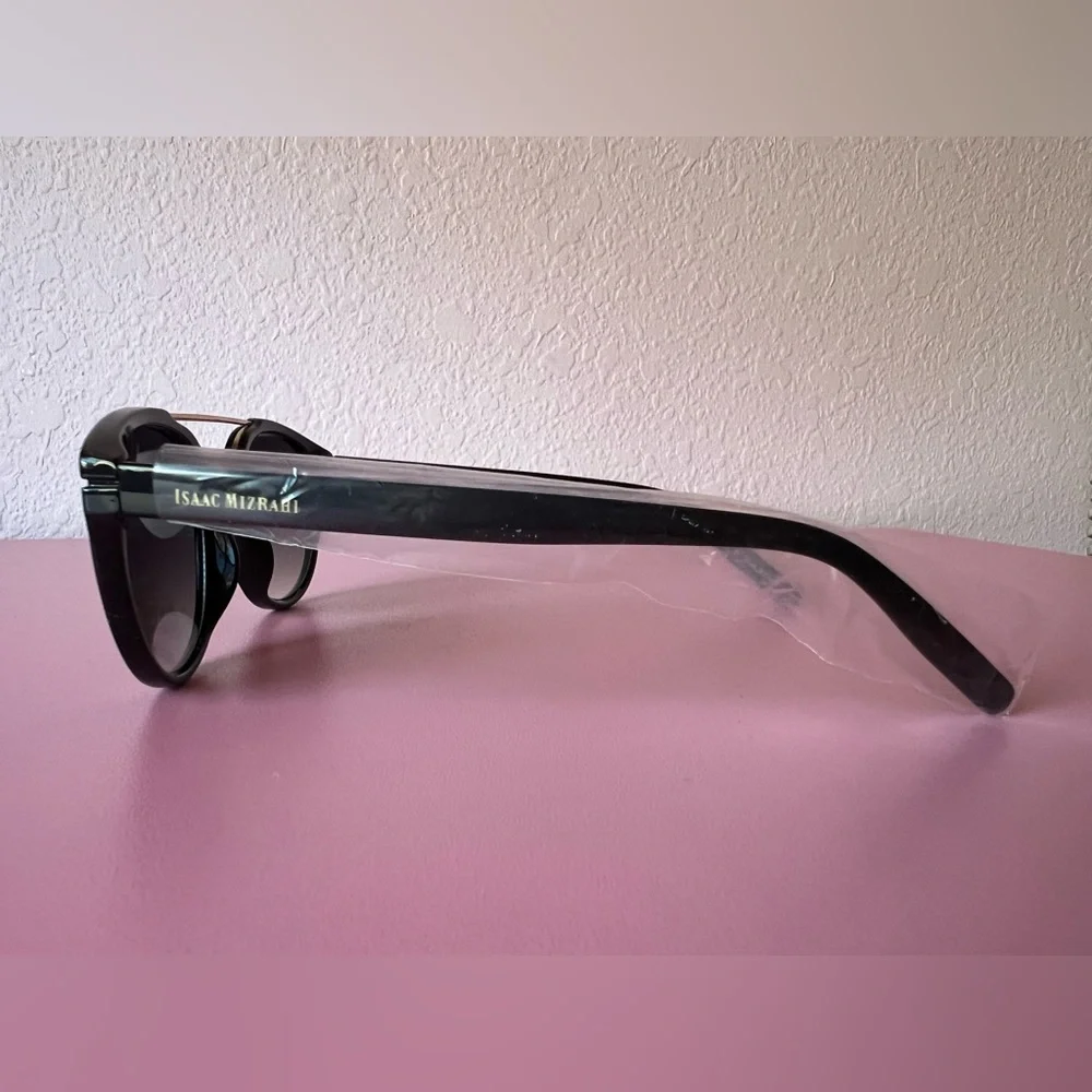 Isaac Mizrahi Black and Gold Aviator Sunglasses
